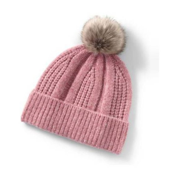 Lands' End mauve pompom beanie NWT - Picture 4 of 4